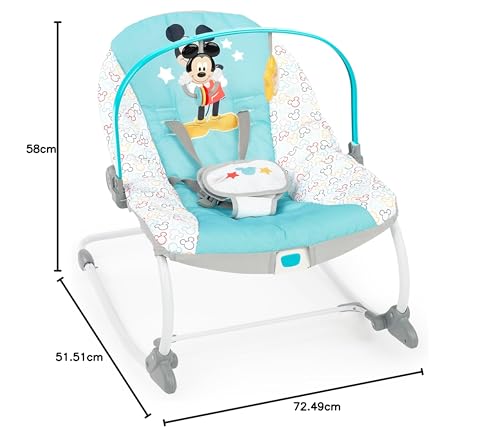 Bright Starts, Disney Baby Minnie Mouse Forever Besties, Wippe für Babies und Kleinkinder, mit beruhigenden Vibrationen, abnehmbarem Spielzeugbogen und 2 Spielzeugen, rose, 12209