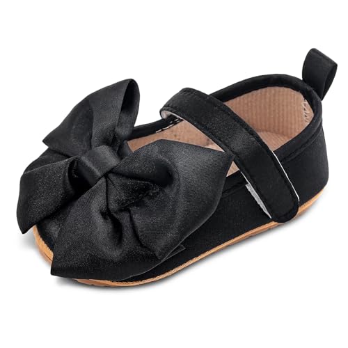 MASOCIO Babyschuhe für Mädchen mit Schleife – Rutschfeste Party Ballet Flats für Kleinkinder