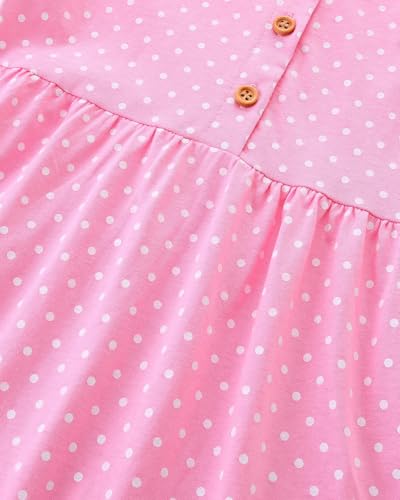 Mädchen Kleider Baumwolle Blumen Knöpfe Streifen Kurzarm T-Shirt Casual Frühling Sommer Kleid für Kinder Größe 92-122, 1-7 Jahre