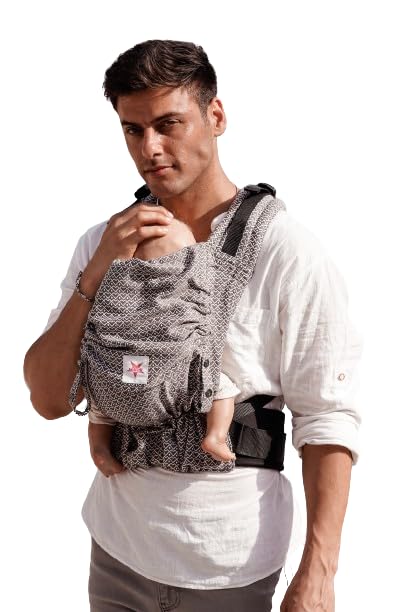 KOKADI Flip X Heart2Heart Cream (Unisize) - Die perfekte Kombi aus dem Komfort eines Fullbuckles und dem Tragen überkreuzt - Ab Geburt - 15 kg, handgefertigt aus 100% Bio-Baumwolle - Beige