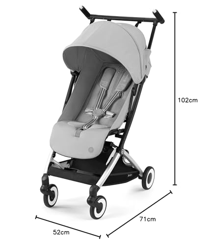 CYBEX Gold Pushchair Dragonfly with One-Pull Harness, From Approx. 6 Months to 4 Years (max. 22 kg), Ultralight (Only 6 kg), Fog Gray (Grey with Silver Frame)