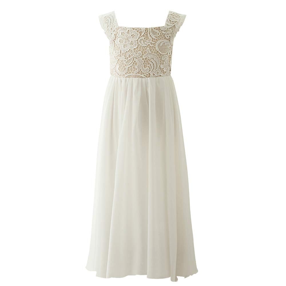 PLWEDDING Chiffon A-Line Flower Girl Dress First Communion Dresses Kids Birthday Wedding Party Dresses