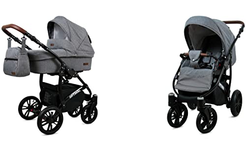 BabyLux® Kinderwagen Set 4 in 1 - Optimal - incl. Babywanne, Buggy Sportsitz, Auto-Babyschale, ISOFIX-Basisstation - Autositz - Kinderwagenset - Kombikinderwagen mit Wickeltasche usw.