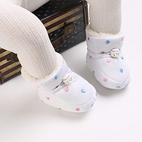 Tolaler Baby Newborn Fleece Booties Unisex, Thickened Lining, Warm Baby Winter Shoes, Adjustable Non-Slip with Soft Sole, Baby Booties/Everyday Wear (0–18 Months)