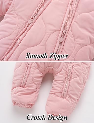 FEOYA Baby Winter Jumpsuit with Hood Snowsuit Down Suit Romper Thermal Outdoor Snow Jumpsuit Long Sleeve Down Shoes 3-18 Months