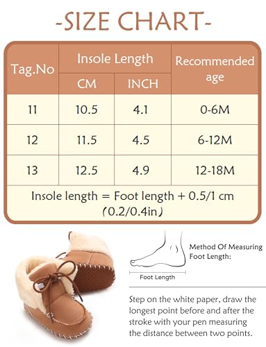 Adigau Baby Boys Girls Winter Boots Soft Sole Warm Boots Lace Flat Prewalker Snow Boots 0-18 Months