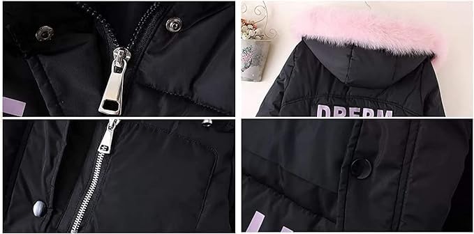 Down Jacket Girls Children's Parka Hooded Jacket Coat Long Jacket Made of Faux Fur Warm Winter