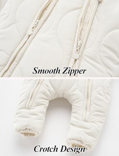 FEOYA Baby Winter Jumpsuit with Hood Snowsuit Down Suit Romper Thermal Outdoor Snow Jumpsuit Long Sleeve Down Shoes 3-18 Months