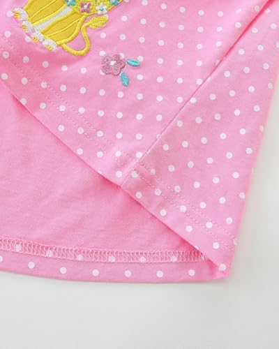 Mädchen Kleider Baumwolle Blumen Knöpfe Streifen Kurzarm T-Shirt Casual Frühling Sommer Kleid für Kinder Größe 92-122, 1-7 Jahre