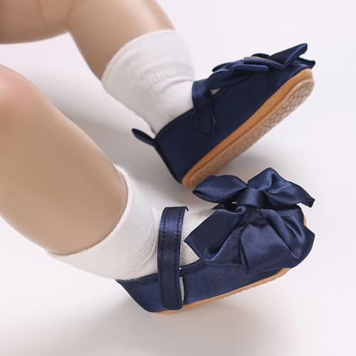MASOCIO Babyschuhe für Mädchen mit Schleife – Rutschfeste Party Ballet Flats für Kleinkinder