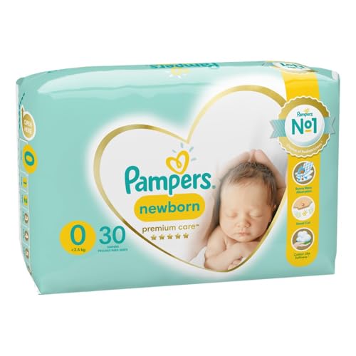 Pampers Pampers Premium Care Nappies Size 0 (<3 kg), Pack of 30, Best Comfort and Protection for Sensitive Skin (Pack of 3)