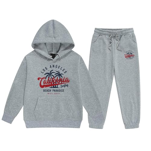 Los Angeles California Herbst-Outfits für Mädchen, 2-teiliges Set mit Kapuze, aktives Kinder-Sweatsuit-Set mit Kapuze, 2025, Sweatshirt mit Kapuze, Sweatpants Set, Winter, lässig, Trainingsanzüge