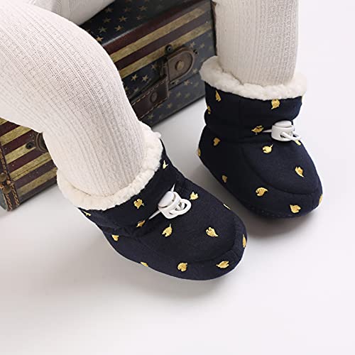 Tolaler Baby Newborn Fleece Booties Unisex, Thickened Lining, Warm Baby Winter Shoes, Adjustable Non-Slip with Soft Sole, Baby Booties/Everyday Wear (0–18 Months)