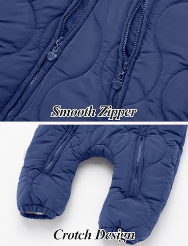 FEOYA Baby Winter Jumpsuit with Hood Snowsuit Down Suit Romper Thermal Outdoor Snow Jumpsuit Long Sleeve Down Shoes 3-18 Months