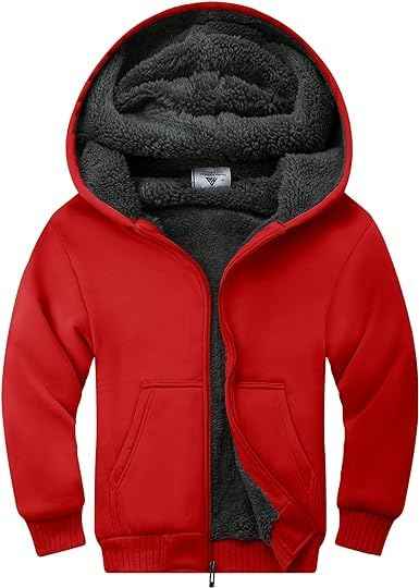 JACKETOWN Boys' Sweat Jacket Lined Children's Hoodie Sweatshirt Hoodie Fleece Jacket with Hood Long Sleeve Warm Winter Jacket Classic Pullover with Zip
