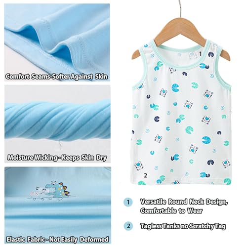 Boletochic 2-10 Years Boys' Vests Cotton Sleeveless Underwear Boys Breathable Soft Tank Tops Pack of 5