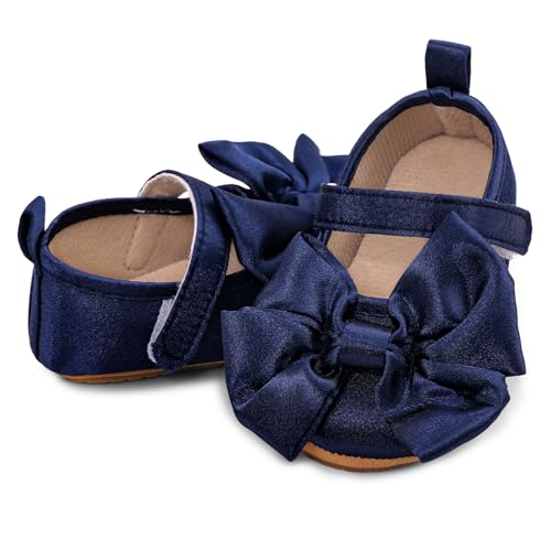 MASOCIO Babyschuhe für Mädchen mit Schleife – Rutschfeste Party Ballet Flats für Kleinkinder