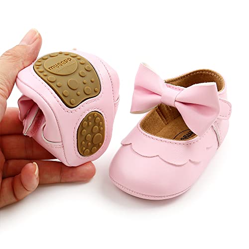 MASOCIO Babyschuhe für Mädchen mit Schleife – Rutschfeste Party Ballet Flats für Kleinkinder