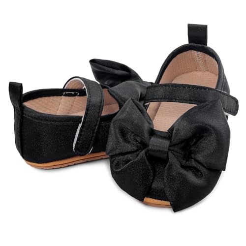 MASOCIO Babyschuhe für Mädchen mit Schleife – Rutschfeste Party Ballet Flats für Kleinkinder