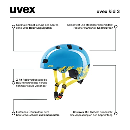 uvex Kid 3 - robust bicycle helmet for children - individual size adjustment - washable interior