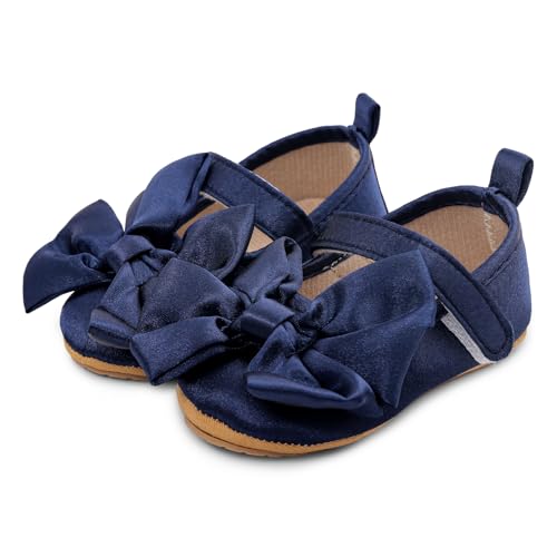 MASOCIO Babyschuhe für Mädchen mit Schleife – Rutschfeste Party Ballet Flats für Kleinkinder