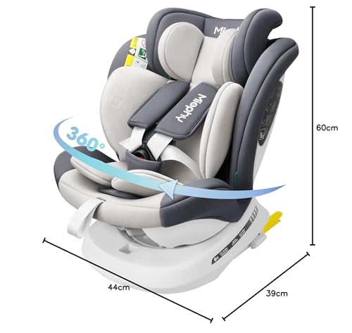 Miophy I-Size 360°drehbar Kindersitz, Gruppe 0+1/2/3, 0-12 Jahre, 40-150 cm, Baby Autositz mit isofix - Meloni2