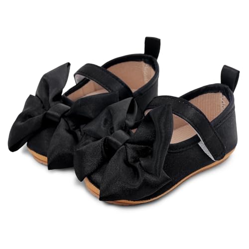 MASOCIO Babyschuhe für Mädchen mit Schleife – Rutschfeste Party Ballet Flats für Kleinkinder