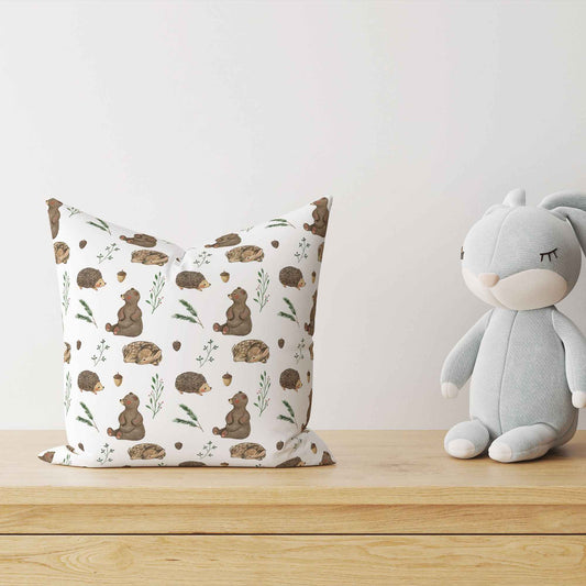 “Bär, Igel, Reh” Premium Kinder Dekokissen