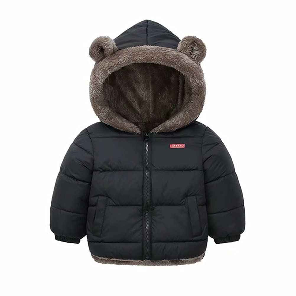 Natashas Baby Children's Winter Jacket Coat with Hood Jacket Warm Baby Cute Plush Bear Ears Boys Girls Cotton Jacket
