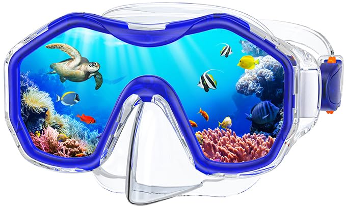 JEMULICE Taucherbrille Kinder, Schwimmbrille Kinder Schnorchelmaske für Jungen Mädchen, Tauchmaske mit Nasenabdeckung 180°Panorama HD Anti Nebel Anti-Leck Schwimmmaske für Kinder 4-16 Jahre