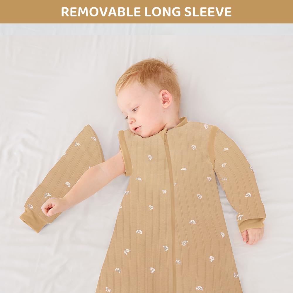 amo nenes Baby Sleeping Bag 2.5 TOG, Baby Autumn Winter Long Sleeve Sleeping Bag, 100% Cotton, Removable Sleeves, Length 72 cm, 0-6 Months (Blue)