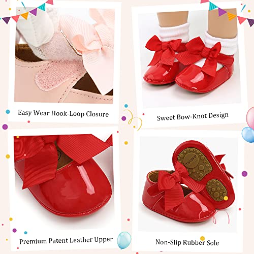 Sonsage Infant Baby Mädchen Bowknot Mary Jane Kleinkind weich Anti-Rutsch-Sohle Prinzessin Hochzeit Kleid erste Walking Flats Prewalker Neugeborenen Ballett Schuhe