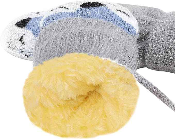 0-3 Jahre Baby Winter Handschuhe Kinder Gestrickte Fäustlinge Warme Fleece Gefütterte Handschuhe Fausthandschuh mit Schnur Outdoor Weich Winterhandschuhe Skihandschuhe Handwärmer für Jungen Mädchen