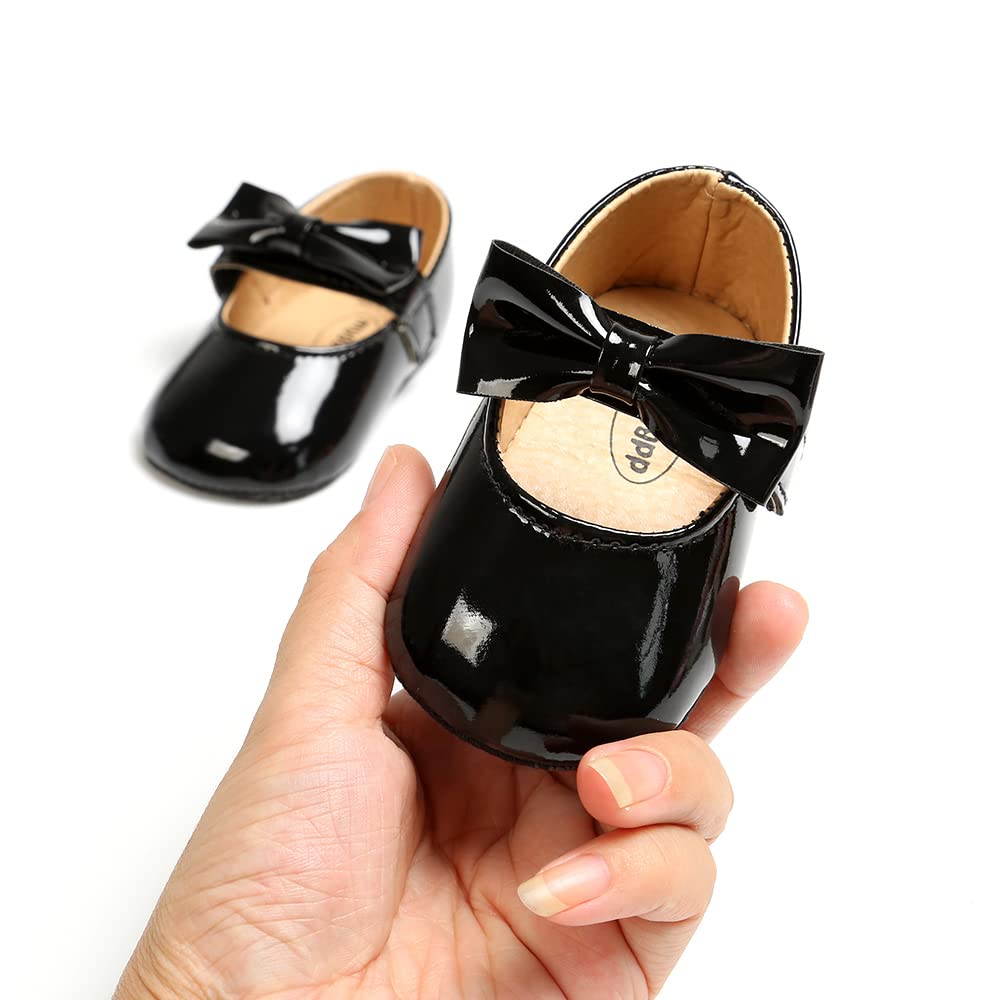 MASOCIO Babyschuhe für Mädchen mit Schleife – Rutschfeste Party Ballet Flats für Kleinkinder