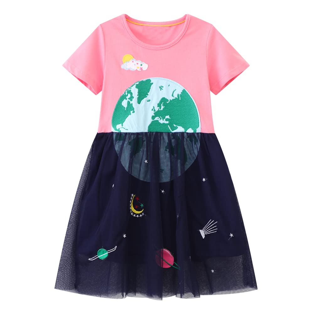 Beilei Creations Mädchen Kleider Kurzarm Baumwolle Kinder Kleid Süßes Muster Gr.85-140