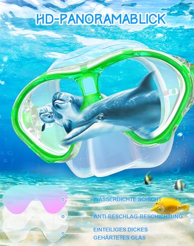 Gintenco Schnorchelset Kinder, Taucherbrille Kinder mit Schnorchel Anti-Fog Panorama-Weitsicht, Anti-Leck schnorchelmaske,Tauchmaske für Schwimmen Schnorcheln 4-16 Jahre