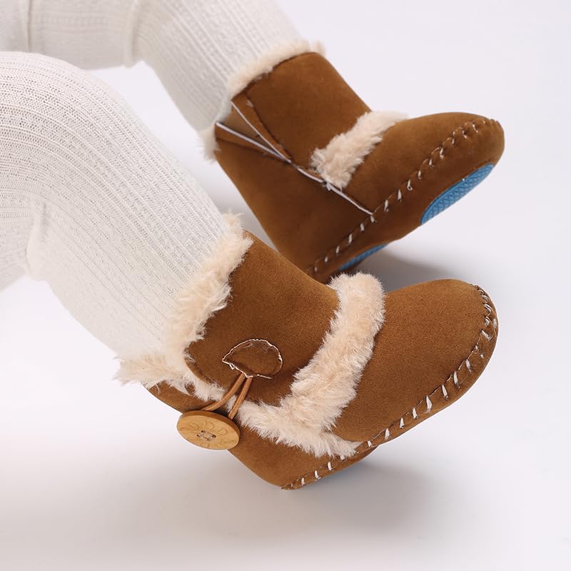 Baby Winter Warm Snow Boots Newborn Baby Girls Boys Soft Sole Buttons Fleece Boots Infant Toddler First Walker Shoes