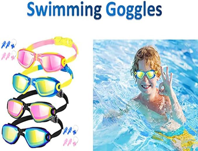 faliring Schwimmbrille Kinder, 2 Stück taucherbrille kinder Junior 3-15 Jahre, Gläsern Wassersport Schwimmbrillen Swimming Goggles Geschenke für Mädchen Jungen