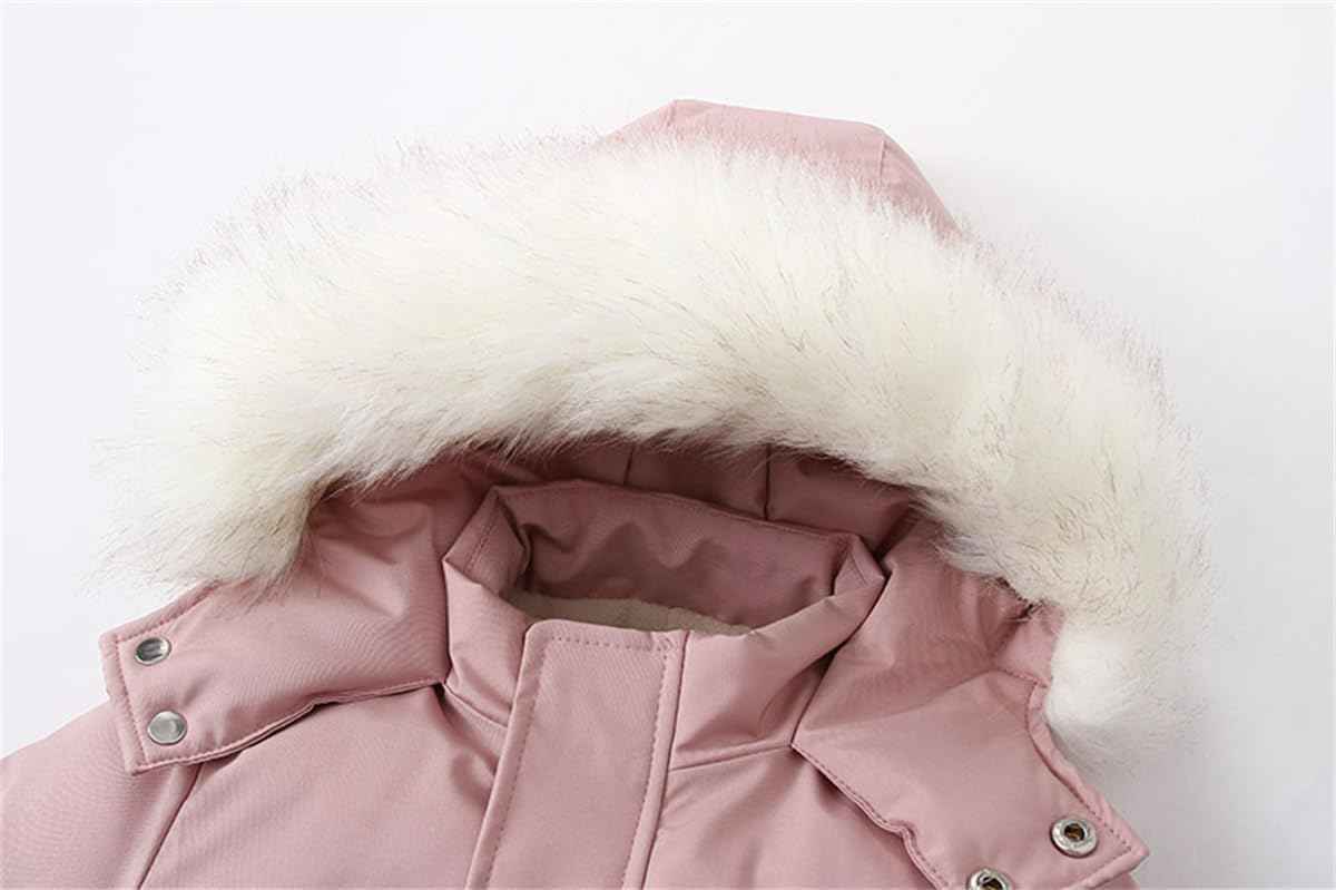 Alunsito Baby Boy Girl Snowsuit Kids Long Sleeve Hoodie Thick Jumpsuit Ski Suit Zip One-Piece Bodysuit Winter Warm Romper