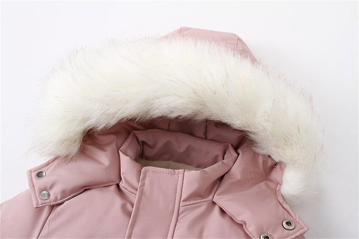 Alunsito Baby Boy Girl Snowsuit Kids Long Sleeve Hoodie Thick Jumpsuit Ski Suit Zip One-Piece Bodysuit Winter Warm Romper