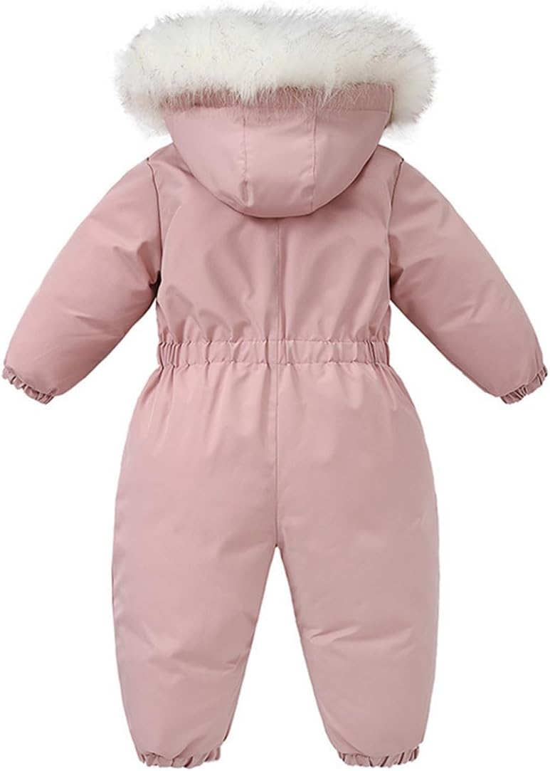 Alunsito Baby Boy Girl Snowsuit Kids Long Sleeve Hoodie Thick Jumpsuit Ski Suit Zip One-Piece Bodysuit Winter Warm Romper