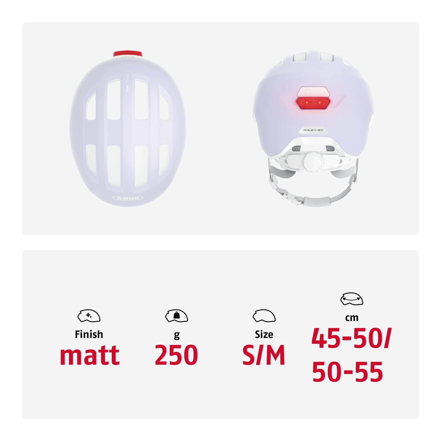 ABUS Kinderhelm Smiley 3.0 ACE LED - Fahrradhelm mit Licht