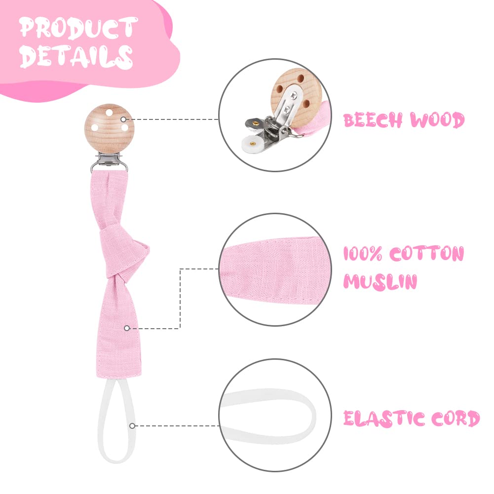 Vicloon Schnullerkette Baumwolle,3 Stück Schnullerkette Baby for Mädchen und Jungs,Baby Schnullerkette Clip Geschenk zum Baby -Bär