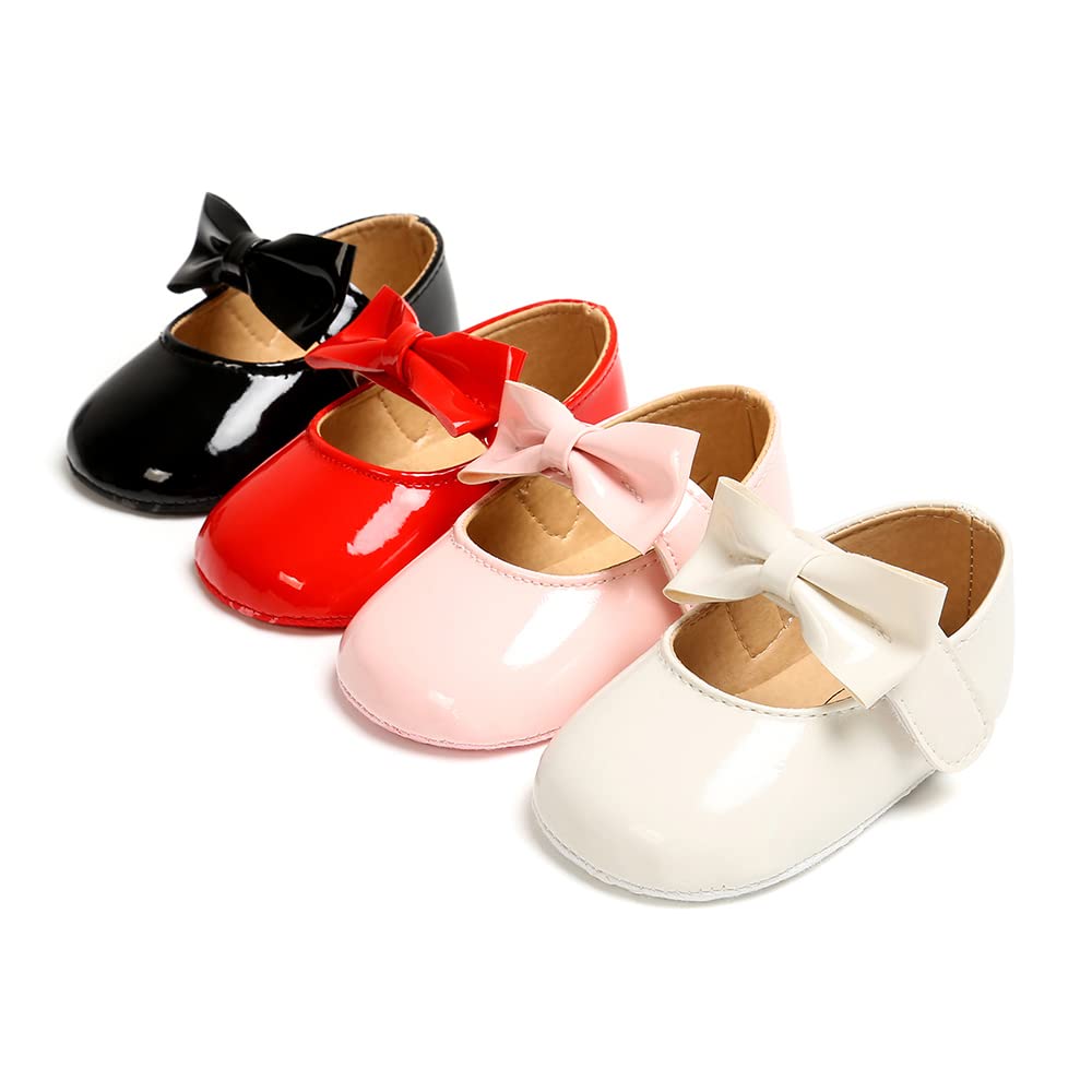 MASOCIO Babyschuhe für Mädchen mit Schleife – Rutschfeste Party Ballet Flats für Kleinkinder