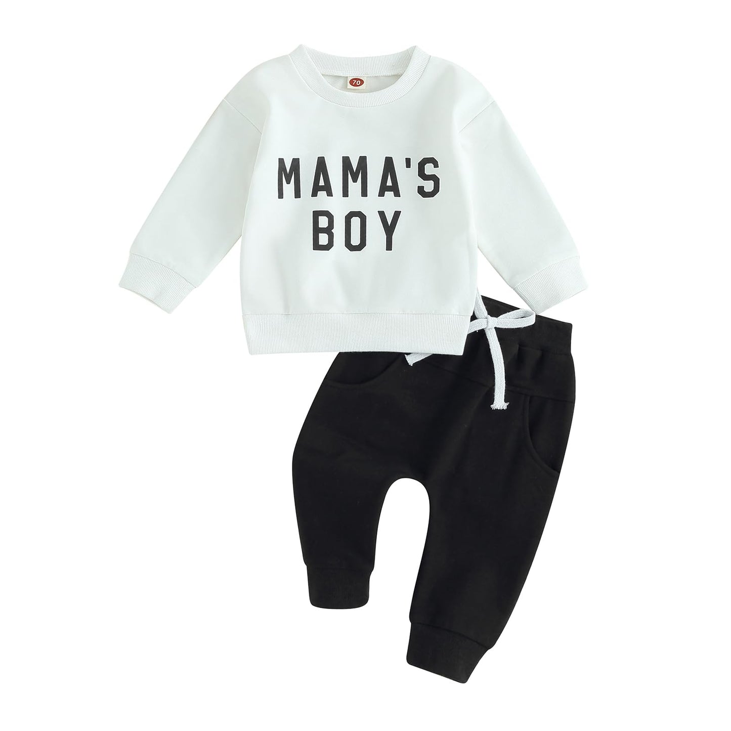 Geagodelia Baby Boys Clothing Outfit Baby Clothing Set Long Sleeve Sweatshirt + Trousers Newborn Soft Baby Set Mama's Boy 2-Piece
