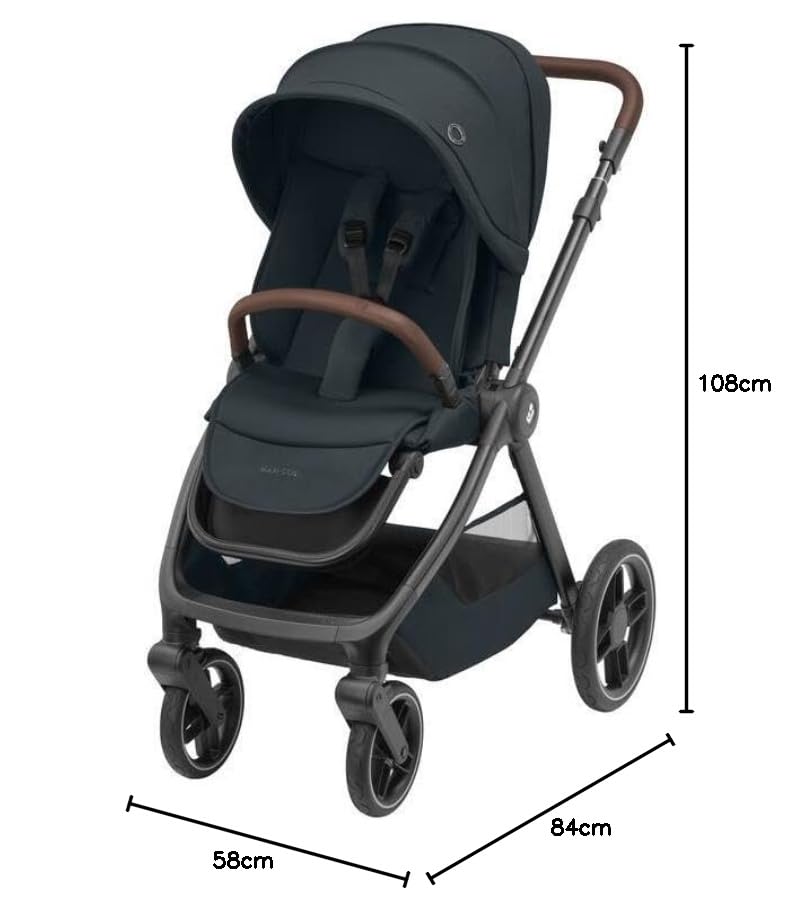 Maxi-Cosi Oxford Plus Baby Stroller 2 in 1 Set with Carrycot 0-4 Years 0-22kg Compact Folding Soft Suspension 3 Reclining Positions 10kg Storage Basket Twillic Graphite