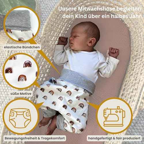 Handmade Baby Baggy Trousers, Handmade Cotton Jersey Grows with Your Gown, Sizes 50-74, 68-86, 92-104, Fairly Produced in Germany (Sea Creatures, 50-74)