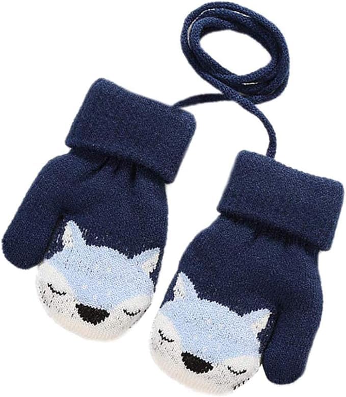 0-3 Jahre Baby Winter Handschuhe Kinder Gestrickte Fäustlinge Warme Fleece Gefütterte Handschuhe Fausthandschuh mit Schnur Outdoor Weich Winterhandschuhe Skihandschuhe Handwärmer für Jungen Mädchen