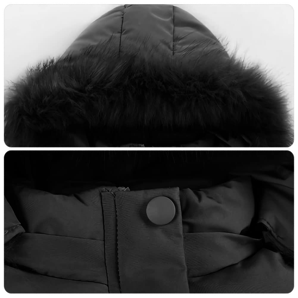 Amur Leopard Kinder Winterjacke Mädchen Wintermantel mit Kapuze Warm Winter Jacke Steppjacke Kinderjacke