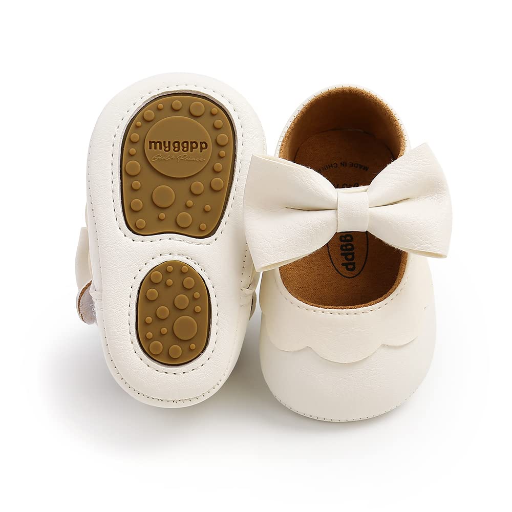 MASOCIO Babyschuhe für Mädchen mit Schleife – Rutschfeste Party Ballet Flats für Kleinkinder